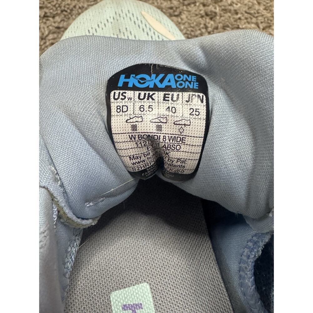HOKA ONE ONE Bondi 8 Running Shoes Chalk Violet Pastel Lilac Sneaker Sz 8 Wide - Picture 11 of 11